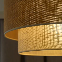 Euluna loftlampe Boho Jute, naturbrun/hvid, Ø 60 cm