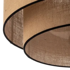 Euluna loftlampe Boho jute & sort, brun/sort, Ø60cm