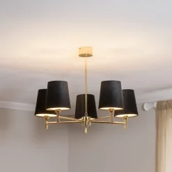 Euluna lysekrone Nita, sort/guld, 5 lyskilder