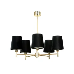 Euluna lysekrone Nita, sort/guld, 5 lyskilder