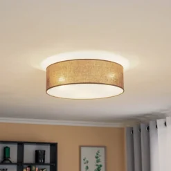 Euluna rulleloft, jordfarvet stofskærm, Ø40cm