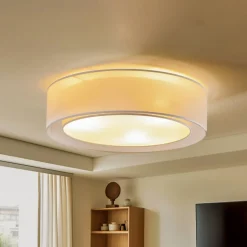 Euluna Tibu loftlampe, tekstil, Ø50cm, grå