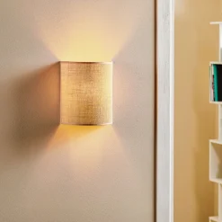 Euluna væglampe jute, brun, tekstil, 24 cm høj, E27
