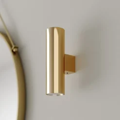 Euluna væglampe Marion, messing Højde 18 cm Stål op/ned