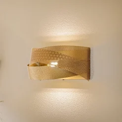 Euluna væglampe Tornado, guldfarvet