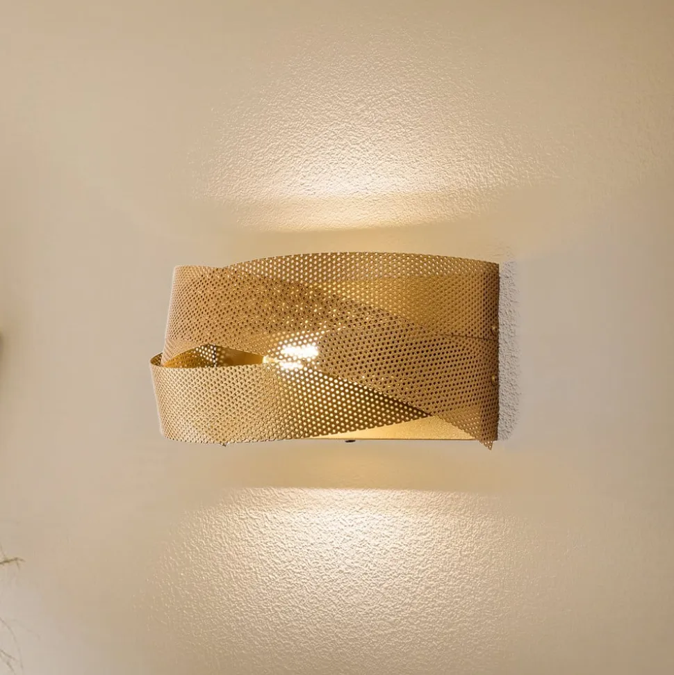 Euluna væglampe Tornado, guldfarvet