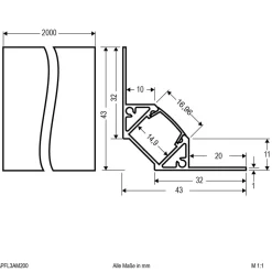 EVN APFL3 alu-flisekantprofil ind. 200 cm x 4,3 cm