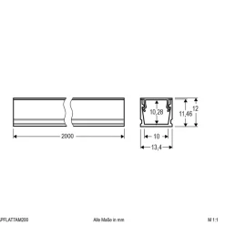 EVN APFLAT7 alu-profil 200 cm, U-profil, aluminium