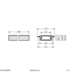 EVN APFLAT3 alu-profil, 200 cm T-profil, hvid