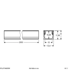 EVN APFLAT7 alu-profil 200 cm, U-profil, hvid
