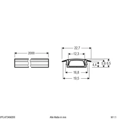 EVN APFLAT3 alu-profil, 200 cm T-profil, aluminium