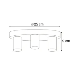 Facil loftlampe, 3 lyskilder, sort