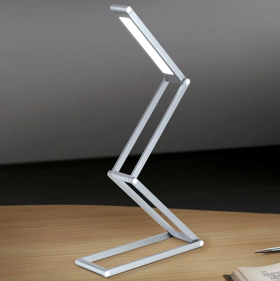 Falto LED genopladelig bordlampe, antracit, aluminium, justerbar