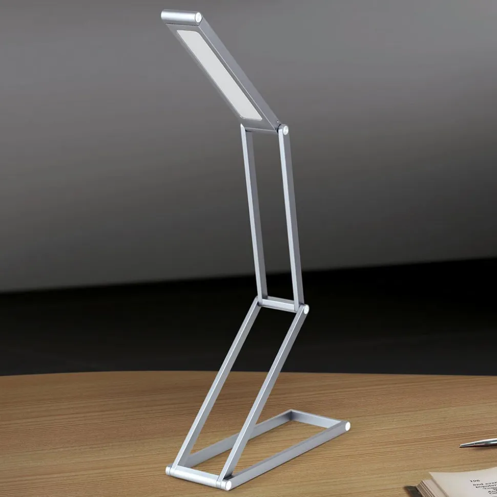 Falto LED genopladelig bordlampe, antracit, aluminium, justerbar