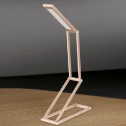 Falto LED genopladelig bordlampe, guldfarvet, aluminium, justerbar