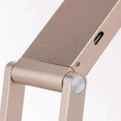 Falto LED genopladelig bordlampe, guldfarvet, aluminium, justerbar