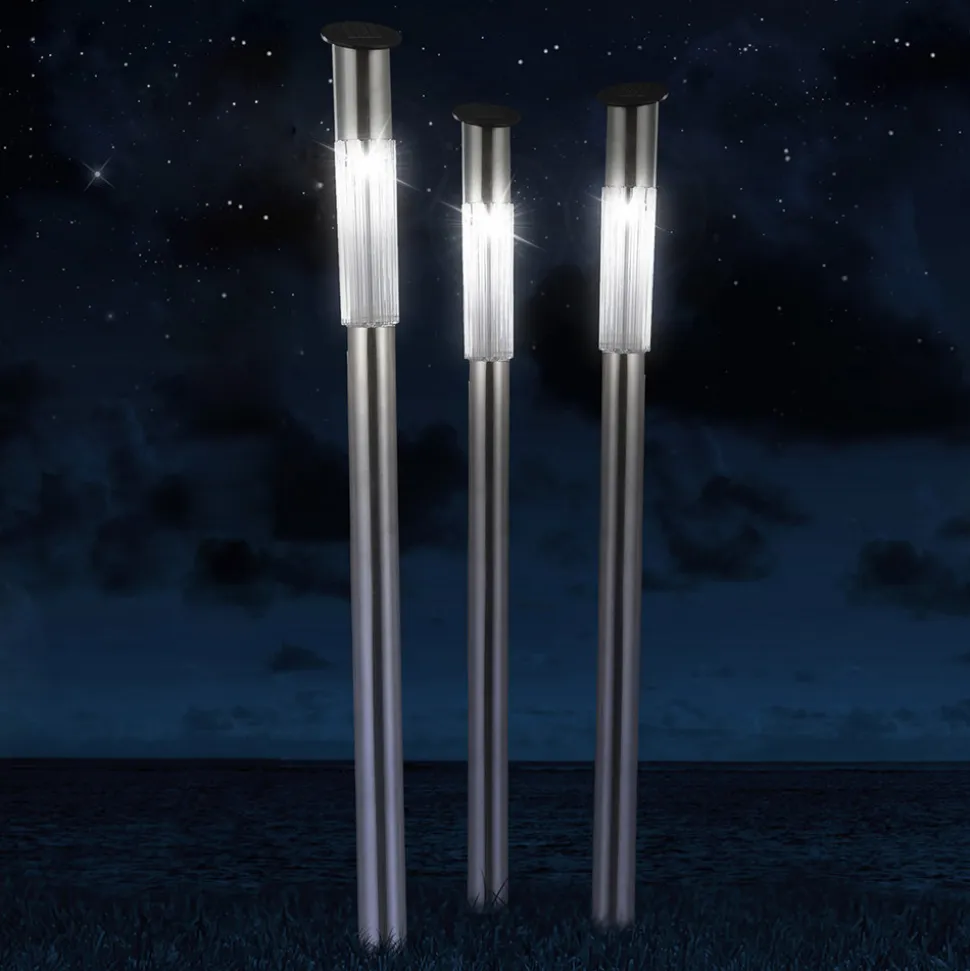 Fania solcellelampe med jordspyd i stål, 3 stk