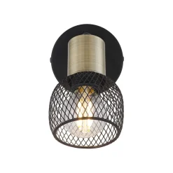 Fiastra væglampe, sort/antik messing