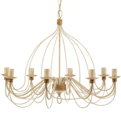 FILO lysekrone, 8 lyskilder, hvid-antik