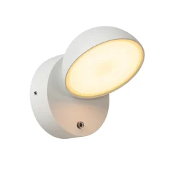 Finn LED-væglampe, hvid, metal, IP54, dag/nat-sensor