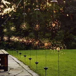 Firework LED-solcellelampe med jordspyd, 100 cm