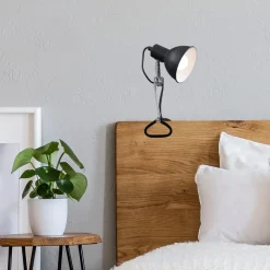 Fix-klemmelampe, metalskærm, sort