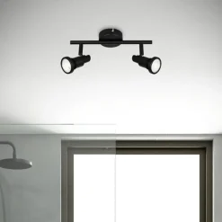 Flamo LED-loftspot IP44 2 lyskilder justeres, sort