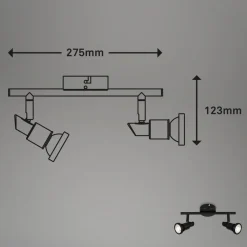 Flamo LED-loftspot IP44 2 lyskilder justeres, sort
