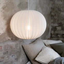 Florence pendellampe, hvid, Ø 50 cm, nylon