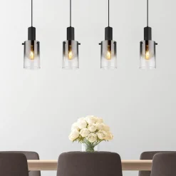 Florentina hængelampe, længde 103 cm, røggrå, glas, 4 lyskilder.