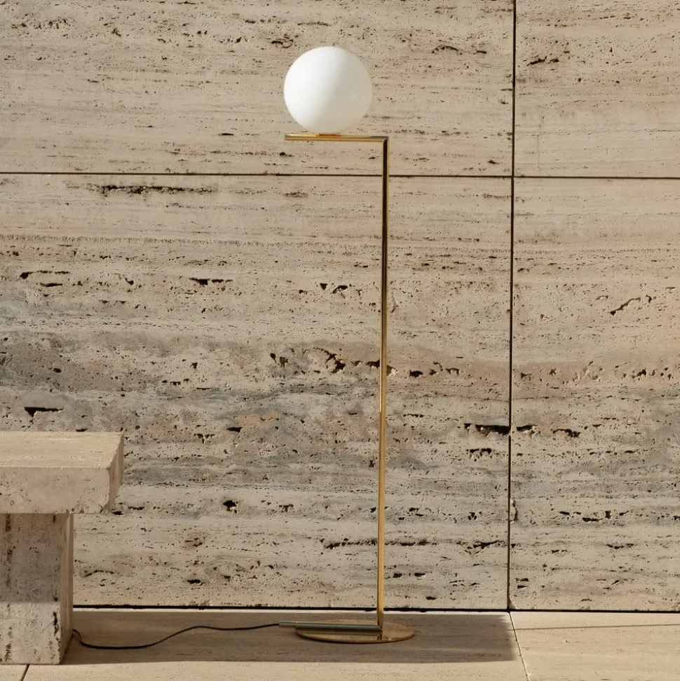 FLOS gulvlampe IC F1 10th Anniversary, guldbelagt, dæmpbar
