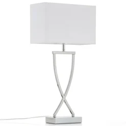 Flot tekstil-bordlampe Anni, krom/hvid