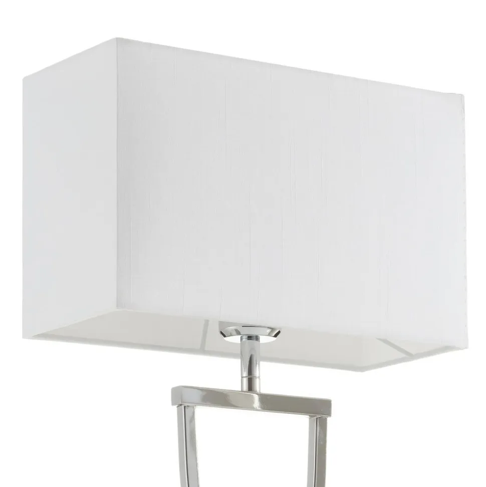 Flot tekstil-bordlampe Anni, krom/hvid