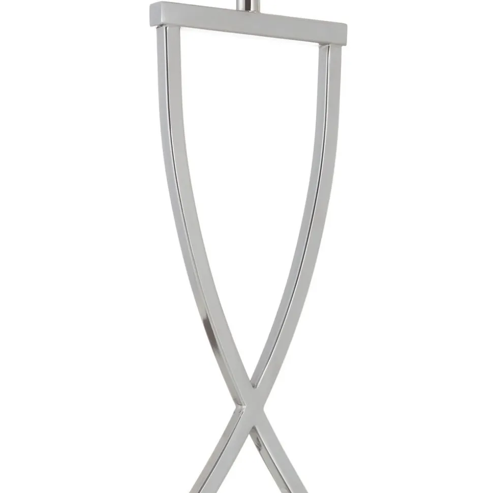 Flot tekstil-bordlampe Anni, krom/hvid