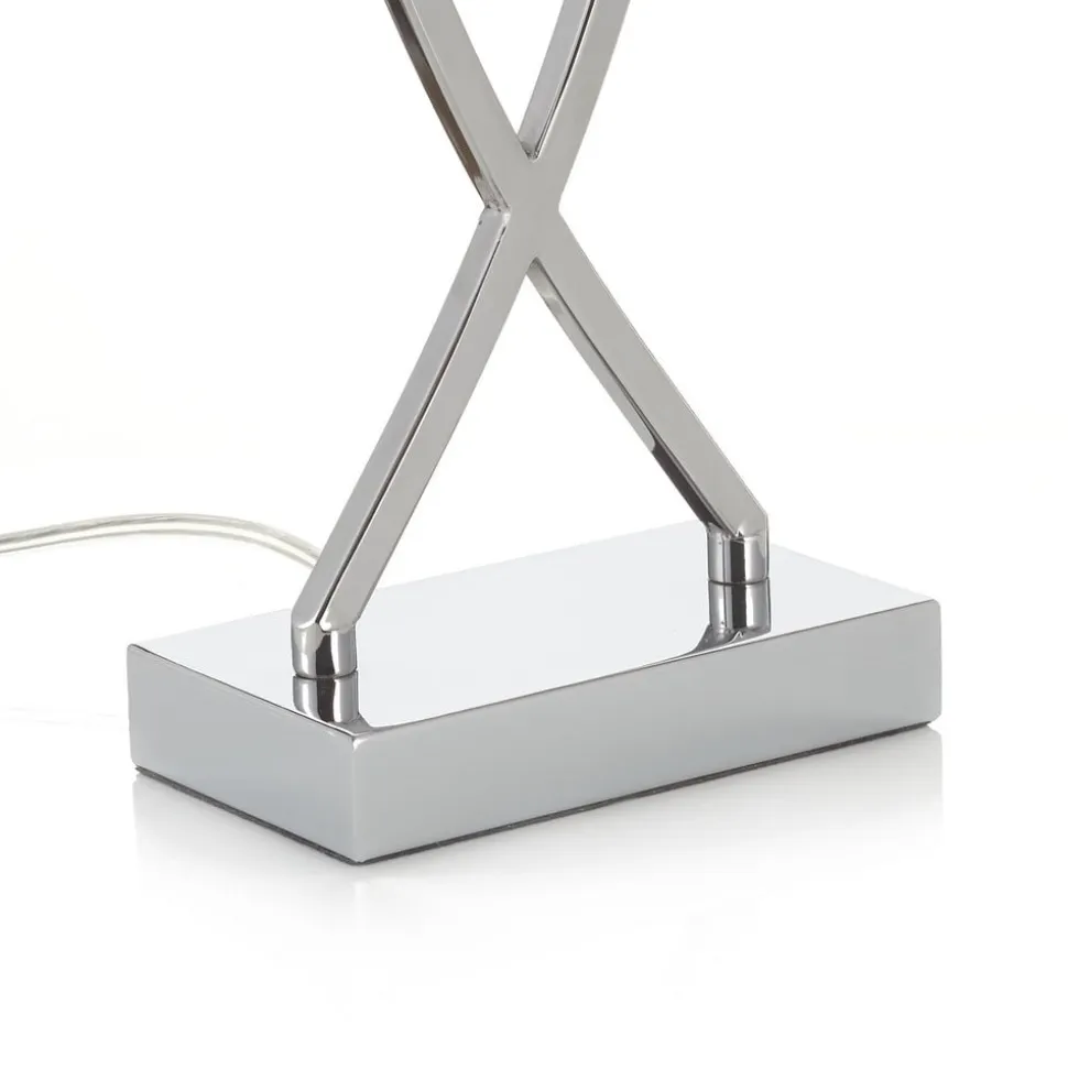 Flot tekstil-bordlampe Anni, krom/hvid