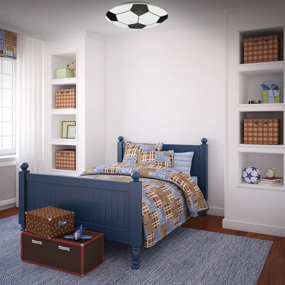 Fodbold LED-loftlampe, sort-hvid, Ø 27,5cm