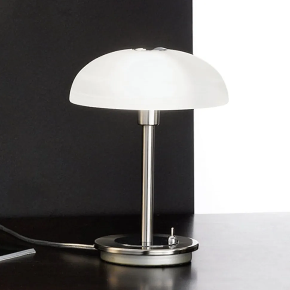 Fonta bordlampe med vippekontakt, mat nikkel