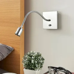 Forkromet væg-læselampe Berfin, LED