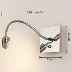 Forkromet væg-læselampe Berfin, LED