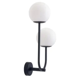 Forlight væglampe Sfera Double, sort, glas, bredde 23 cm