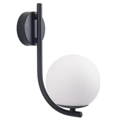 Forlight væglampe Sfera Single, sort, glas, bredde 12 cm