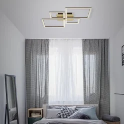 Frame LED-loftlampe, guld, dæmpbar, 4 lyskilder
