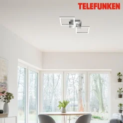 Frame LED-loftlampe, sensor, 47x23 cm, krom/alu