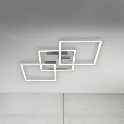 Frame LED-loftlampe, step-dim, krom-alu 76x37cm