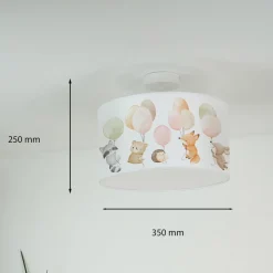 Freddy hængelampe, Ø 35 cm, farverig, dyr, stof, E27