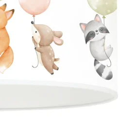 Freddy hængelampe, Ø 35 cm, farverig, dyr, stof, E27