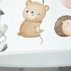 Freddy hængelampe, Ø 35 cm, farverig, dyr, stof, E27