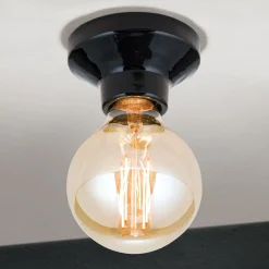 Frost loftlampe af keramik, sort