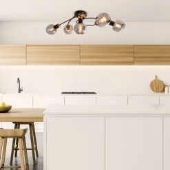 Fumoso loftlampe, 5 lyskilder, sort