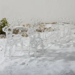 Funklende LED udendørs dekoration rensdyr med slæde